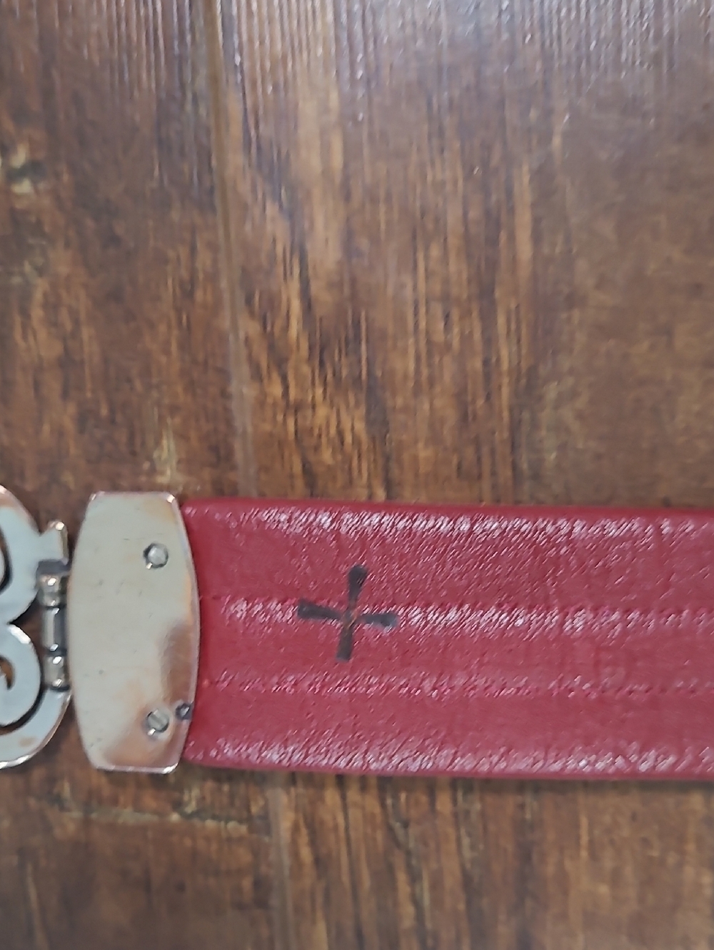 Brighton Red Leather Western Belt with Decorative Silver Accents - Picture 9 of 11